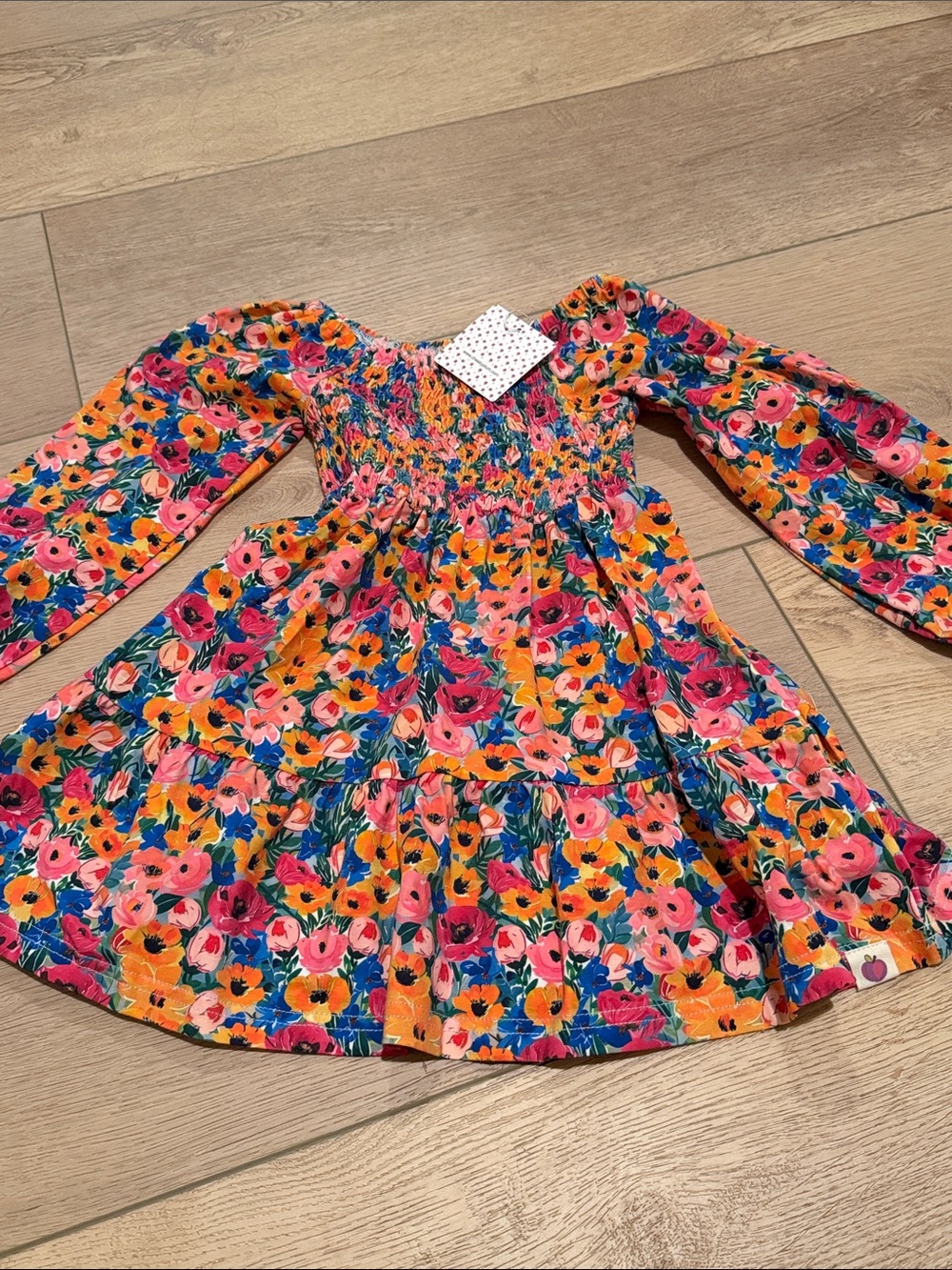 cheeky plum Floral Smocked Dress - Pink, Orange, Blue